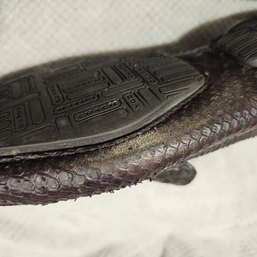 COACH Gary Men's Genuine Python Snakeskin Driving Loafers Shoes Brown 11.5 D